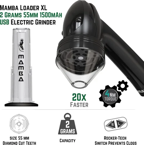 Miniatura 2 de Mamba Molinillo de especias eléctrico XL, recargable por USB, con una sola mano, para hierbas y especias con dientes de aluminio, molinillo