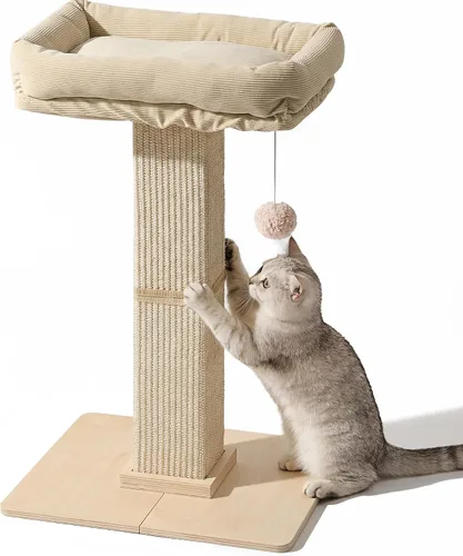 Miniatura 10 de FUKUMARU Poste de Rascado para Gatos, Postes Altos de Estilo Retro con Percha para Gatos de Interior Adultos, Torre de Rascado para Gatos Grandes