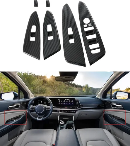 Kadore Para 2023-2025 Kia Sportage Hybrid Carbon Fiber Style Interior Ventanas laterales Ascensor Panel de puerta Marco Cubierta LHD 6-pc