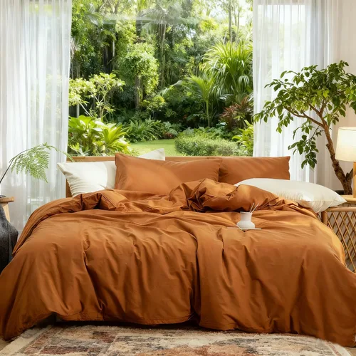Miniatura 20 de DONEUS Juego de funda de edredón a cuadros 100% algodón lavado como lino súper suave y cómodo, juego de ropa de cama de 3 piezas a cuadros negros