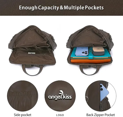 Miniatura 4 de Bolsos mochila monedero de piel sintética para mujer, bolsas con zíper, mochilas de hombro casuales