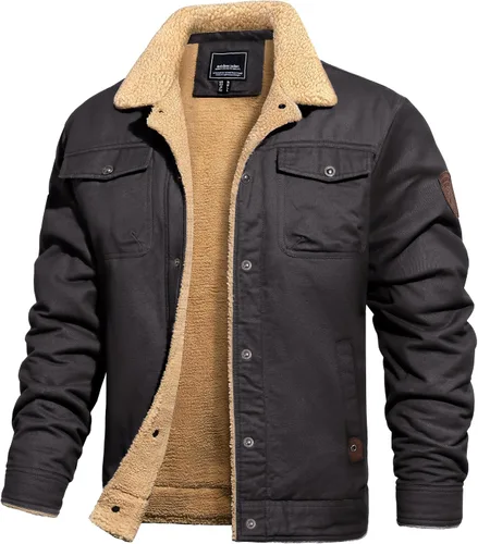 Miniatura 7 de TACVASEN Chaqueta de Invierno para Hombre con Forro Polar Sherpa Abrigo Tipo Cargo Chaqueta Trucker Cálida y Gruesa con Múltiples Bolsillos