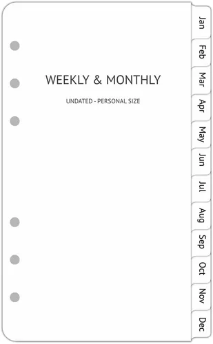 Miniatura 3 de Recambios de planificador A6 sin fecha, 2 páginas por semana con horario por hora, pestañas mensuales, páginas de notas adicionales, comienza