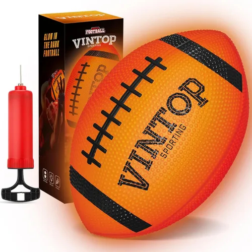 VINTOP Balón de fútbol que se ilumina - Balón de fútbol LED que brilla en la oscuridad para niños y adultos, incluye bomba de aire gratis, balón