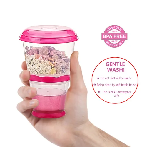 Miniatura 6 de Cereal On The Go Tazas de bebida para desayuno, vaso portátil para yogur y cereales para llevar Rojo rosa
