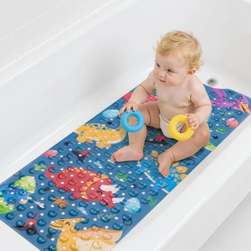 Miniatura 11 de Topotdor Alfombra de Baño para Bebé para Bañera para Niños, 40 X 16 Pulgadas Extra Larga Alfombra de Bañera para Niños Pequeños Antideslizante