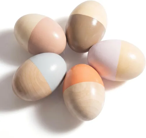 5 uds de madera para bebés, agitadores de huevos de mano musicales Maracas instrumentos de percusión para niños pequeños