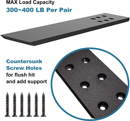 Miniatura 3 de Soporte para encimera, paquete de 3 unidades de 10 pulgadas de largo x 2.5 pulgadas de ancho, soporte oculto de pared rodilla negro para encimera
