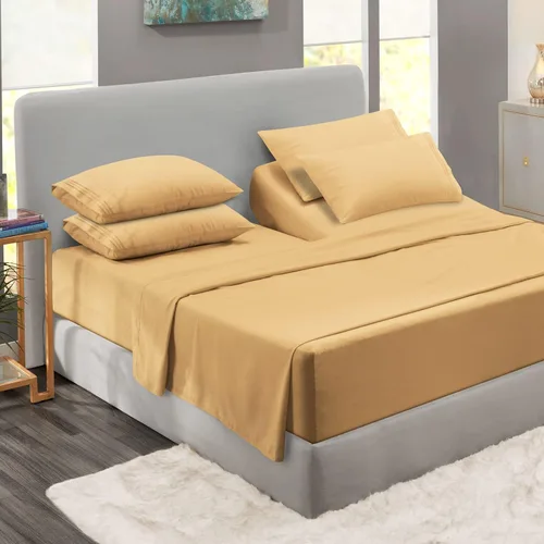 Miniatura 54 de Clara Clark - Juego de sábanas King con Flex Top, 6 piezas - Sábanas de lujo para cama King con cabeza dividida, juego de cama súper suave, King