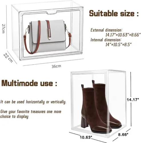 Miniatura 2 de ZLLZUU Cajas de almacenamiento de plástico apilables transparentes con tapa, vitrinas de acrílico a prueba de polvo para libros y cosméticos