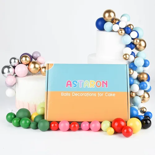 Miniatura 7 de ASTARON 32 piezas de decoración de bolas para pastel, mini globos, palos para decoración de pastel, bolas de espuma, púas para pastel, bolas