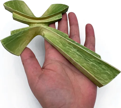 Miniatura 18 de Cruz tallada a mano de madera para decoración de pared, arte de pared de crucifijo grande hecho a mano (11.81 pulgadas, verde)