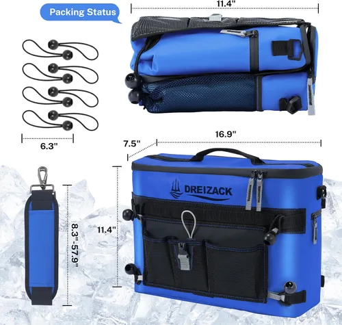 Miniatura 7 de Dreizack Enfriador de kayak detrás del asiento, enfriador impermeable para kayak, enfriador de tabla de remo, compatible con silla de césped