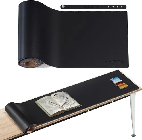 Miniatura 58 de MAIDERN Cubierta de mesa estrecha de 39.4" x 7.9", tapete reversible de cuero y corcho para mesa consola, protector de mesa largo y delgado