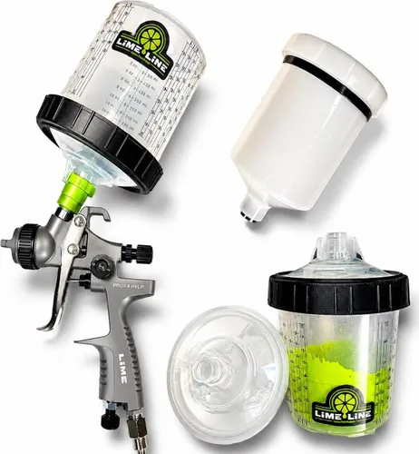 LiME LiNE 1,4 mm PRO HVLP Pistola de pintura para capas base, capas claras y imprimaciones automotrices. (Bonificación) Juego de taza de pintura