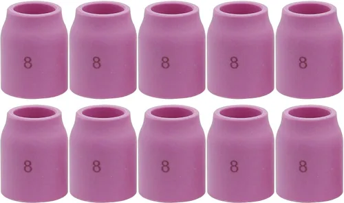 Miniatura 14 de 10 unids TIG lente gas alúmina boquilla cerámica taza 53n58 53n59 53n60 53n61 53n61s #4 #5 #6 # 7 #8 para la antorcha de soldadura TIG 9 20 25
