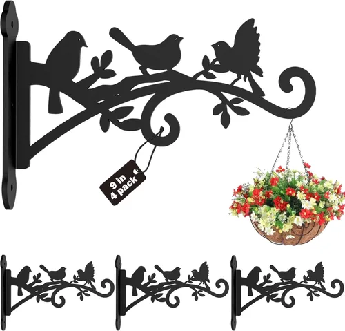 Miniatura 8 de Paquete de 2 ganchos de pared colgantes para plantas de 12 pulgadas, ganchos de pared para comedero de pájaros, gancho de metal resistente