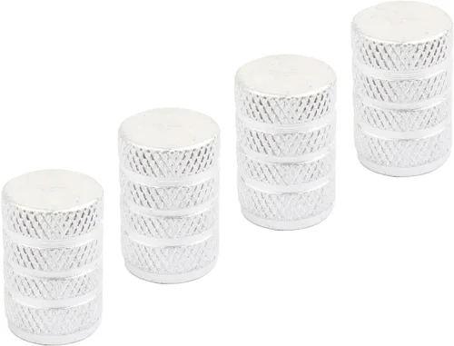 Miniatura 3 de TOMALL Tapas protectoras de válvula de neumático diseño redondo, de aluminio plateado, compatibles con camiones todo terreno
