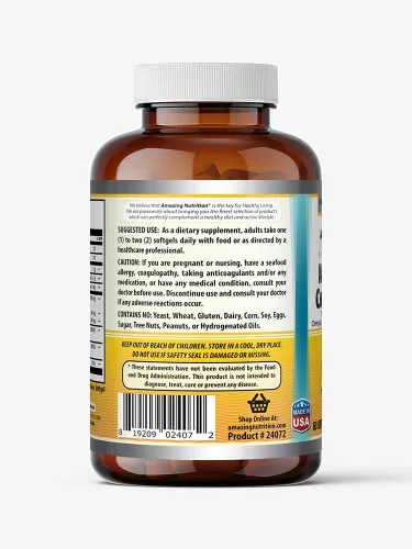 Miniatura 3 de Amazing Omega Norwegian Cod Liver Oil 1000 Mg Softgels Supplement Omega-3, EPA, DHA, Vitamin A, D & Vitamin E (Lemon 60 Count)