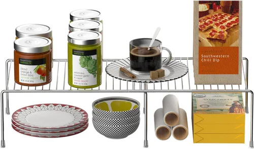 Miniatura 4 de Juego de 6 estantes expandibles ajustables para gabinete de cocina, estantes de almacenamiento de alambre de metal para despensa, organizador