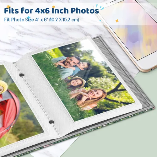 Miniatura 6 de Fintie Photo Album 4x6 Photos - 52 Pockets Small Mini Capacity Premium Vegan Leather Cover, Portable Wallet Albums for Family Wedding Boys Girls