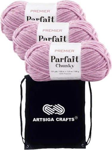 Miniatura 27 de Premier Yarns Parfait Chunky Mushroom 1150-41 (6 madejas - mismo lote de tinte) Peso S Bulky #6 Hilo de poliéster para ganchillo y punto con bolsa