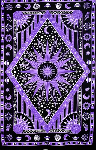 Miniatura 8 de ICC - Tapiz de teñido anudado de sol ardiente morado, celestial, luna, planeta, bohemio, para colgar en la pared, bohemio, hippie, hippie, tapiz
