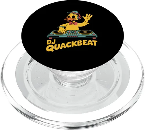 Miniatura 7 de DJ Quackbeat Duck Disc Jockey - Tocadiscos retro, vibraciones musicales, PopSockets, adhesivo PopGrip