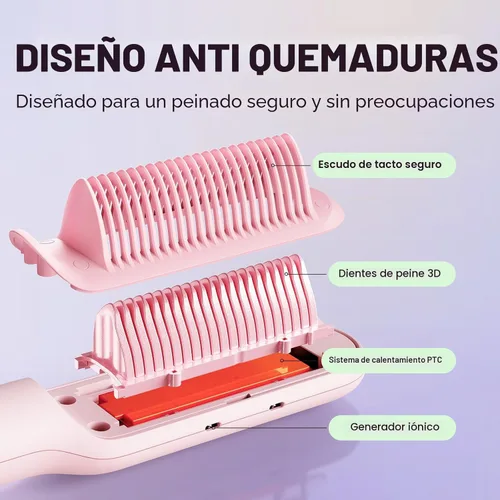 Miniatura 6 de Wavytalk Cepillo alisador de pelo, elegante cepillo de alisado iónico, peine alisador de cerámica antiquemaduras con pantalla LED para cabello súper