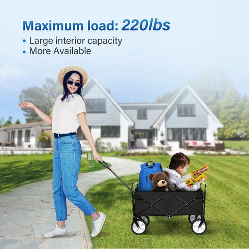 Miniatura 5 de YSSOA Carrito de Jardín Plegable, Rodante y Colapsible, Carrito de Utilidad para Campamento al Aire Libre con Ruedas Giratorias de 360 Grados