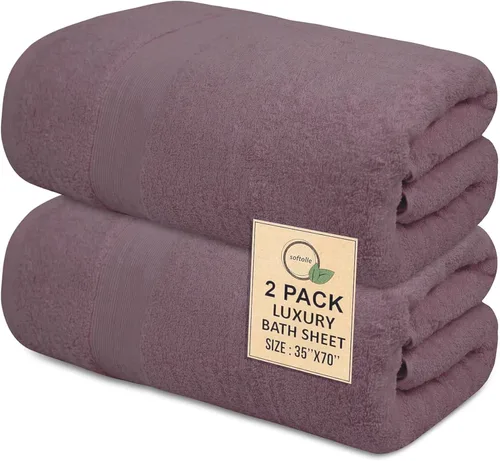 Miniatura 11 de Toallas de baño de lujo 100% algodón, paquete de 2 (35 x 70 pulgadas), súper suaves, de secado rápido y altamente absorbentes, para baño, hogar, spa