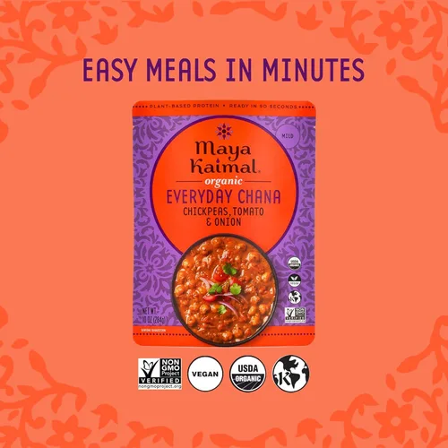 Miniatura 8 de MAYA KAIMAL Chana orgánica diaria con tomate + cebolla, 10 onzas