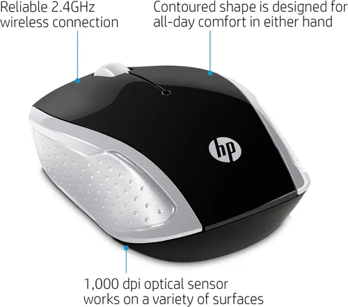 Miniatura 3 de HP Ratón inalámbrico 200 (negro/plata, 2HU84AA)