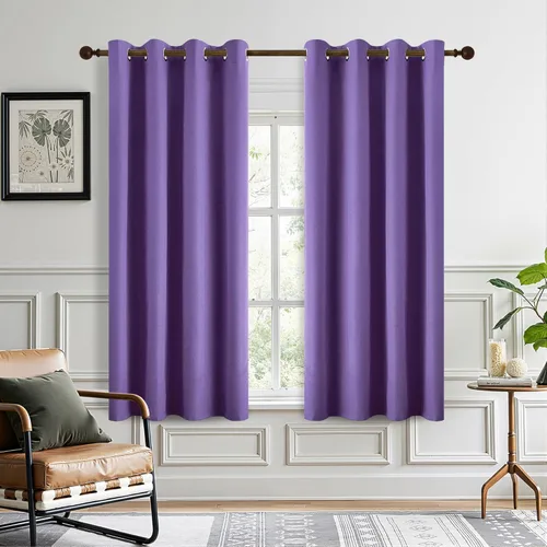 Miniatura 49 de DONREN Cortinas opacas de lino con aislamiento térmico de 52 x 95 pulgadas, cortinas de oscurecimiento de habitación con ojales para dormitorio
