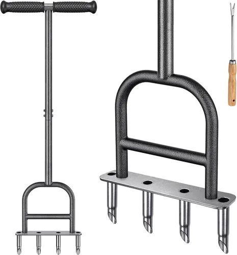Miniatura 13 de Dolibest Aireador de césped con núcleo de perforación, herramienta de aireación manual de césped con 4 núcleos y enchufe de acero inoxidable con A