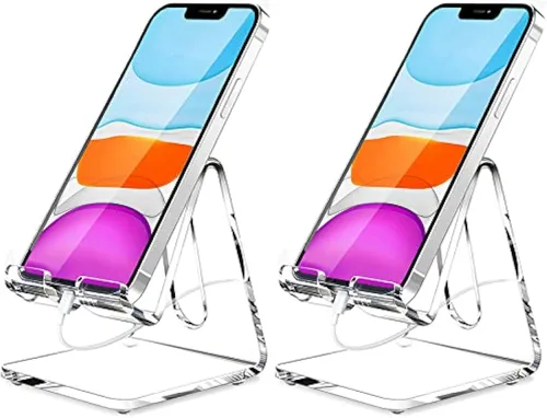 Crpich Soporte acrílico para teléfono celular, soporte portátil para teléfono, soporte transparente para escritorio, compatible con Phone16 15 14 13