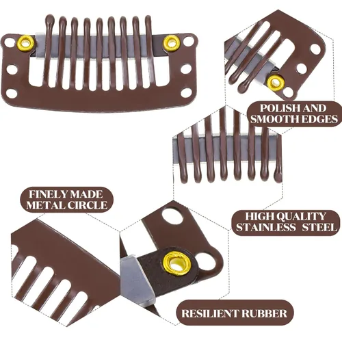 Miniatura 3 de WILLBOND - 30 piezas de broches para extensiones de cabello de 32 mm con 9 dientes, broches para pelucas, peine pequeño, accesorios de peluca