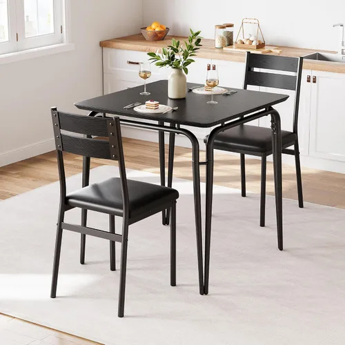 Miniatura 8 de GarveeHome Mesa de comedor para 4, juego de mesa pequeña y sillas de 4, juego de dinette cuadrado para 4, juego de 5 piezas para cocina y comedor