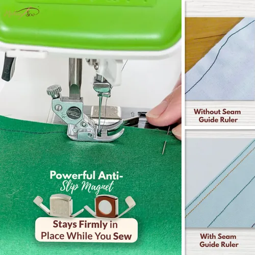 Miniatura 5 de Madam Sew Regla de asignación de costuras y guía de costuras magnética para máquina de coser Regla de guía de costuras perforada y calibre