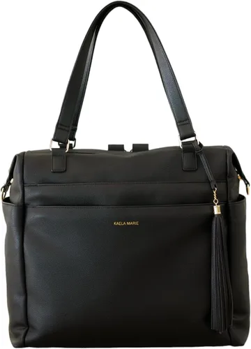 Mochila grande para pañales tipo bolso, bolso de viaje vegano de cuero para pañales con cambiador y correas para cochecito