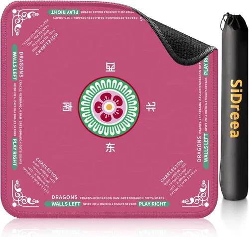 Miniatura 12 de Mahjong Mat 32.4 x 32.4 pulgadas, 0.118 in de grosor de goma antideslizante, tapete de mesa Mahjong con reducción de ruido, impermeable, tapete