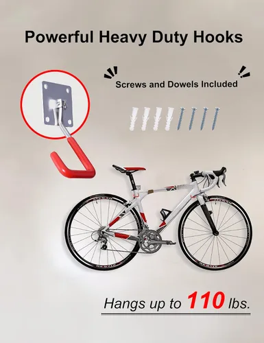 Miniatura 3 de Ganchos de almacenamiento de pared ajustables de acero inoxidable con revestimiento antideslizante para motosierras, bicicletas, herramientas