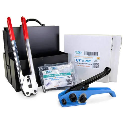 Miniatura 22 de IDL Packaging Kit de flejado industrial de polipropileno (PP) de 1/2 pulgada x 9000 pies, resistencia a la rotura de 300 libras - Solución completa