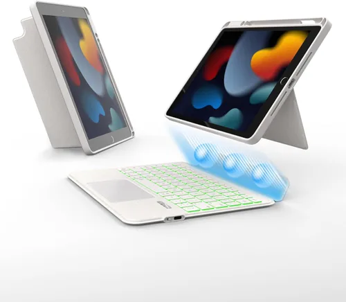 Miniatura 10 de EIP Funda con teclado Bluetooth para iPad de 10.2 pulgadas (7ª/8ª/9ª generación) y iPad Air de 10.5 pulgadas (3ª generación), funda magnética