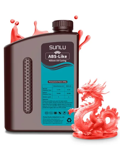 Miniatura 45 de SUNLU 1000G de resina tipo ABS para impresora 3D, fotopolímero de curado UV de 405 nm de rápido secado para impresoras 3D LCD/DLP/SLA de 2K 4K 6K