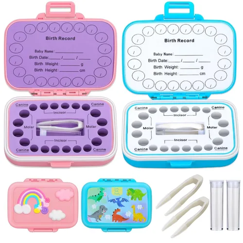 Caffox Paquete de 2 Portadientes para Recuerdo de Niños, Caja del Ratoncito Pérez, Caja de Recuerdo de Primer Diente, Cajas de Contenedores de Arco