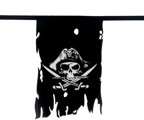 Miniatura 2 de Flaglink Juego de 20 banderas en el pecho del hombre muerto, longitud de 30 pies, diseño de calavera con huesos de calavera Jolly Roger Crossbone
