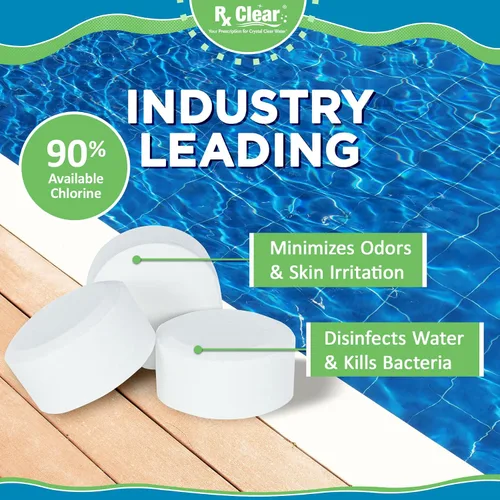 Miniatura 4 de Rx Clear Tabletas de cloro de 1 pulgada 5 libras Usar tabletas como bactericida, algicida y desinfectante en piscinas Estabilizadas, de larga