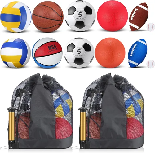 Miniatura 7 de Deekin Juego de 12 pelotas deportivas surtidas para jóvenes y adultos, tamaño oficial, baloncesto, fútbol, voleibol, fútbol, béisbol, pelota