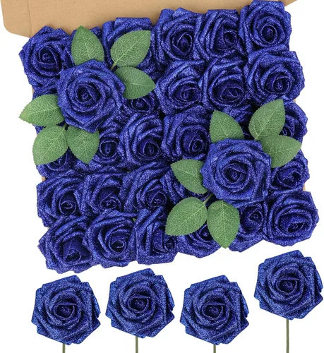Miniatura 57 de MACTING 30 Rosas Artificiales Blancas Flores Falsas con Tallo Rosas de Espuma de Tacto Real para DIY Arreglos de Ramo de Boda Centros de Mesa White-1